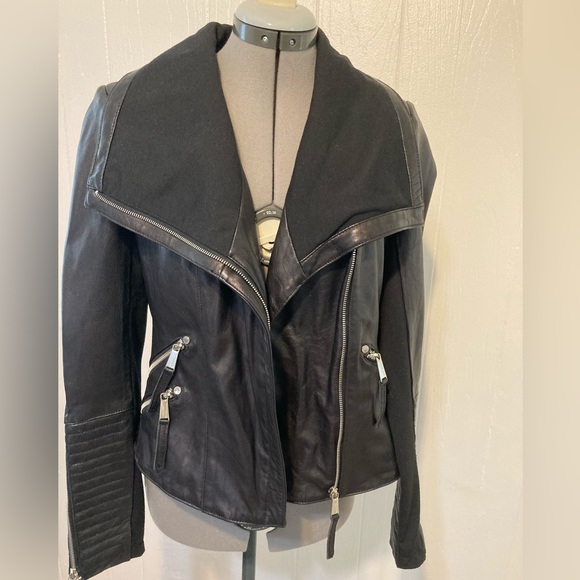 BCBG generation black real leather detailed jacket size S. - Picture 1 of 15